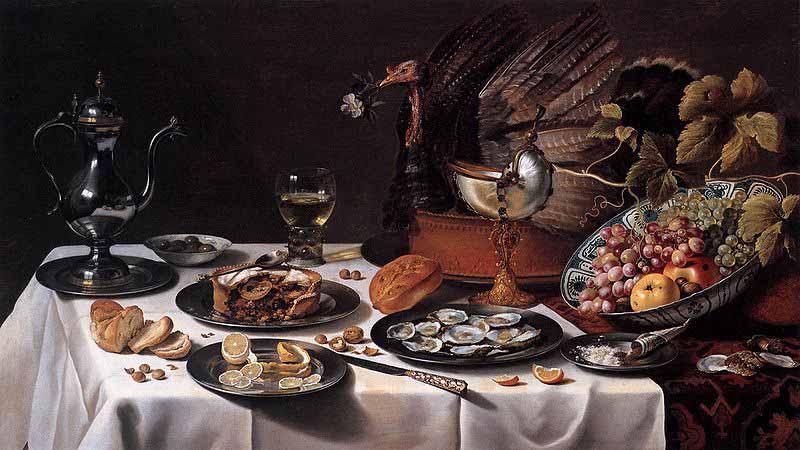 Pieter Claesz Still Life with Turkey Pie oil painting picture